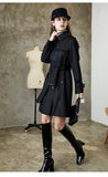 Spring and Autumn New Slim Chelsea Classic Black Buckle Midi Khaki Trench Coat Women's Fashion British Style