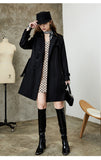 Spring and Autumn New Slim Chelsea Classic Black Buckle Midi Khaki Trench Coat Women's Fashion British Style