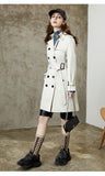 Spring and Autumn New Slim Chelsea Classic Black Buckle Midi Khaki Trench Coat Women's Fashion British Style