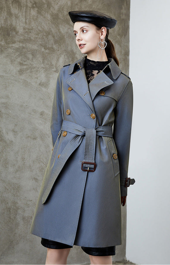 Women Trench Coat Women Spring and Autumn New Chameleon Trench Coat Feminine Temperament British Style Double Breasted