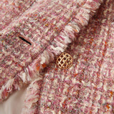 Wool pink jacket spring and autumn new tweed short coat top women's clothing