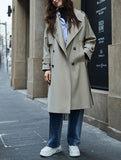 Fashion Women Spring and Autumn New British High-end Retro Double-breasted Trench Coat Jacket Women's long coat