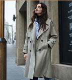 Fashion Women Spring and Autumn New British High-end Retro Double-breasted Trench Coat Jacket Women's long coat