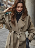 Fashion Women Spring and Autumn New British High-end Retro Double-breasted Trench Coat Jacket Women's long coat