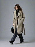 Fashion Women Spring and Autumn New British High-end Retro Double-breasted Trench Coat Jacket Women's long coat