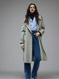 Fashion Women Spring and Autumn New British High-end Retro Double-breasted Trench Coat Jacket Women's long coat