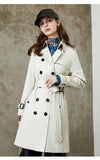 Spring and Autumn New Slim Chelsea Classic Black Buckle Midi Khaki Trench Coat Women's Fashion British Style