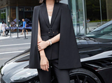 [Blazer Only] Women Open Sleeves Cape Blazer Suit With Belt Fashion Elegant Suit