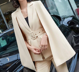 [Blazer Only] Women Open Sleeves Cape Blazer Suit With Belt Fashion Elegant Suit