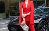 [Blazer Only] Women Open Sleeves Cape Blazer Suit With Belt Fashion Elegant Suit