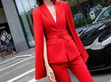 [Blazer Only] Women Open Sleeves Cape Blazer Suit With Belt Fashion Elegant Suit