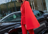 [Blazer Only] Women Open Sleeves Cape Blazer Suit With Belt Fashion Elegant Suit