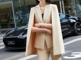 [Blazer Only] Women Open Sleeves Cape Blazer Suit With Belt Fashion Elegant Suit