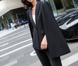 [Blazer Only] Women Open Sleeves Cape Blazer Suit With Belt Fashion Elegant Suit