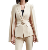 [Blazer Only] Women Open Sleeves Cape Blazer Suit With Belt Fashion Elegant Suit